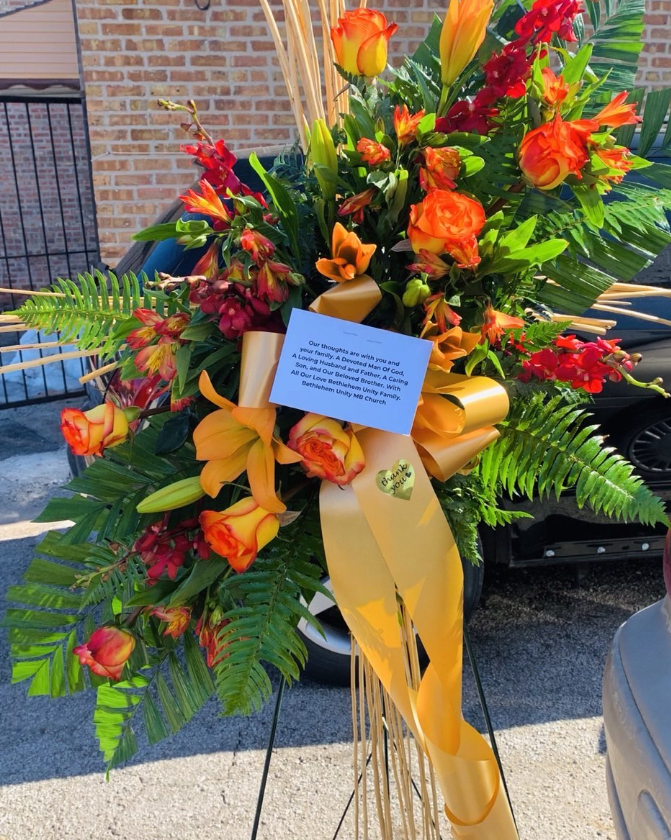 Autumn Sunset Easel Standing Spray – Bloom Funeral & Sympathy