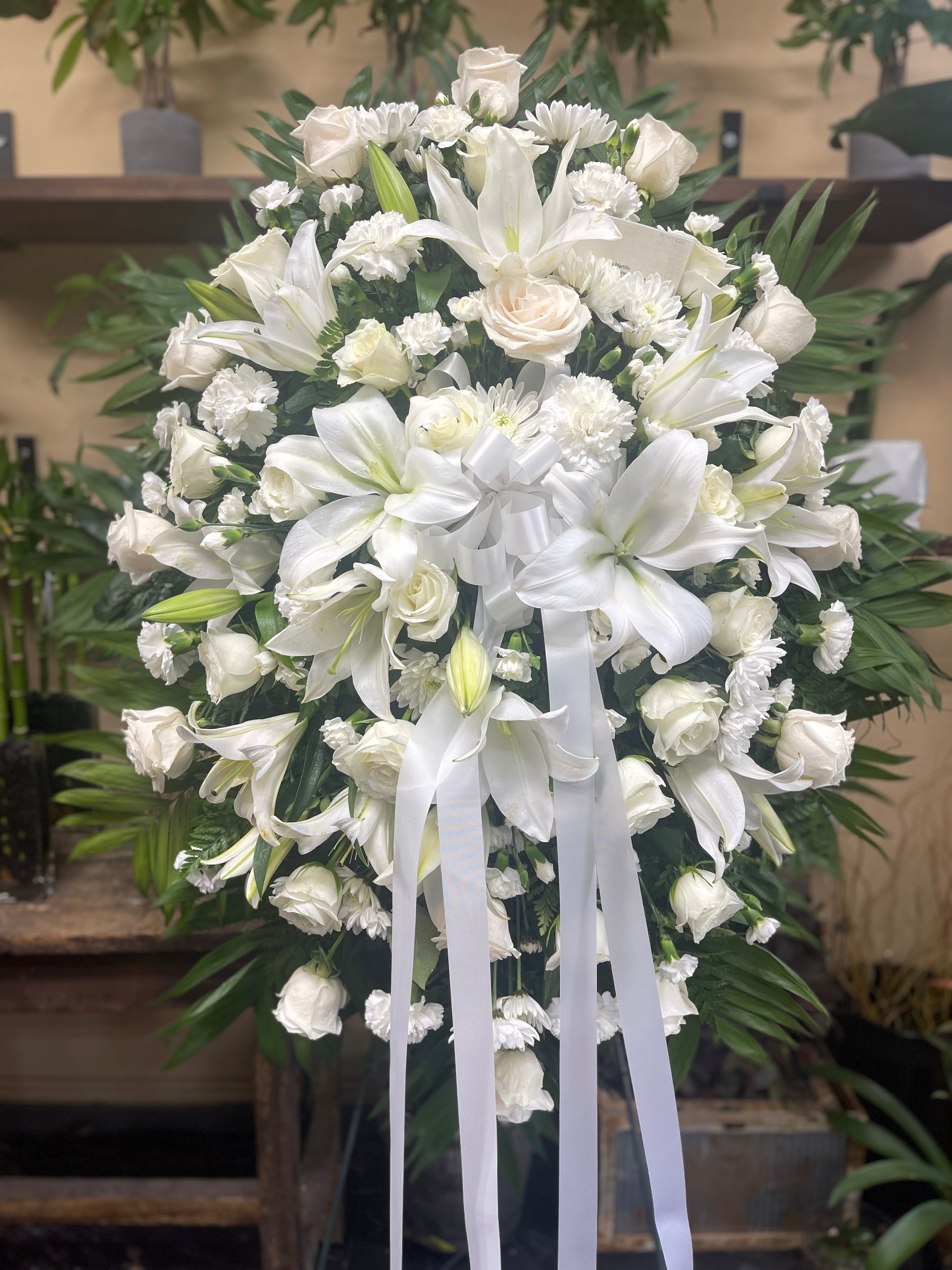 Peach Floral Standing Cross  Bloom Funeral Flowers Chicago – Bloom Funeral  & Sympathy Flowers Dallas