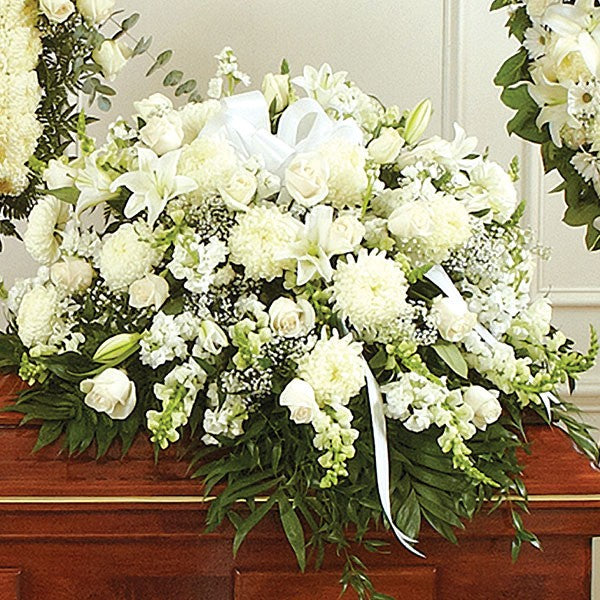 Heartfelt White Casket Spray