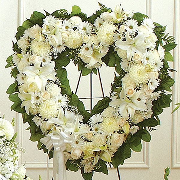 In Remembrance Heart Wreath Standing Spray