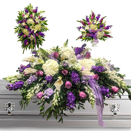 Purple and White 3 piece set Funeral Package