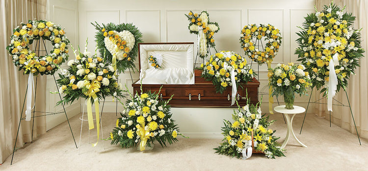 Yellow Sympathy Full Funeral Package 11pc Set